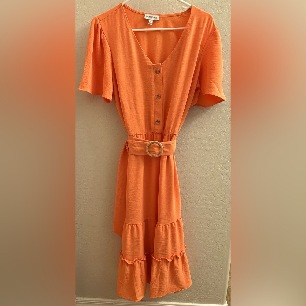 Peach Luxology Maxi Dress Floor Length with Belt